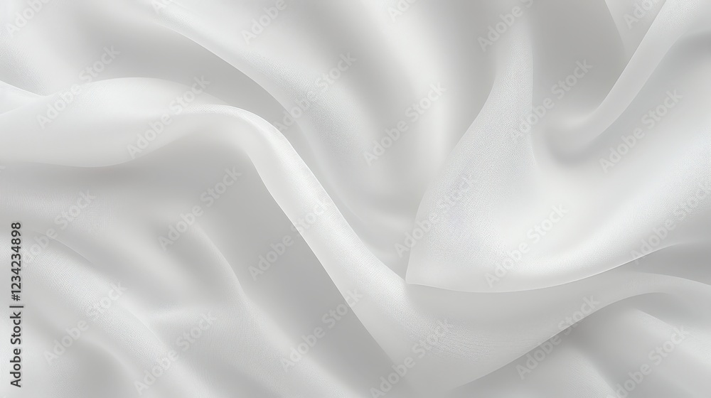 Naklejka premium White Non-Woven Fabric with Smooth Texture and Delicate Draping Ideal for Fashion and Home Decor Applications in Soft Natural Light