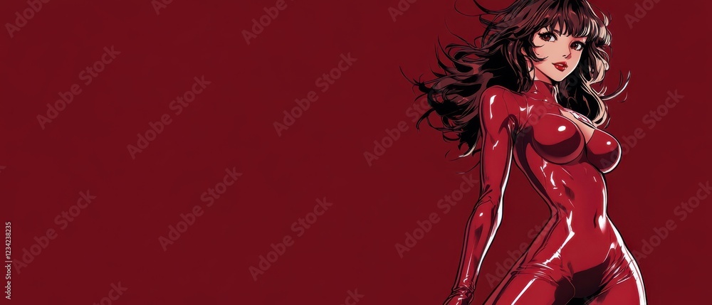 Woman in Bold Crimson Atmosphere Woman in Bold Crimson Atmosphere