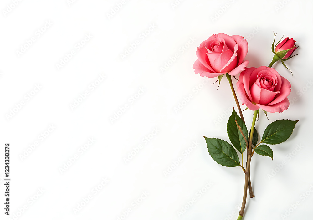 rose flowers white flat lay layout copies spacing rose flowers white flat lay layout copies spacing