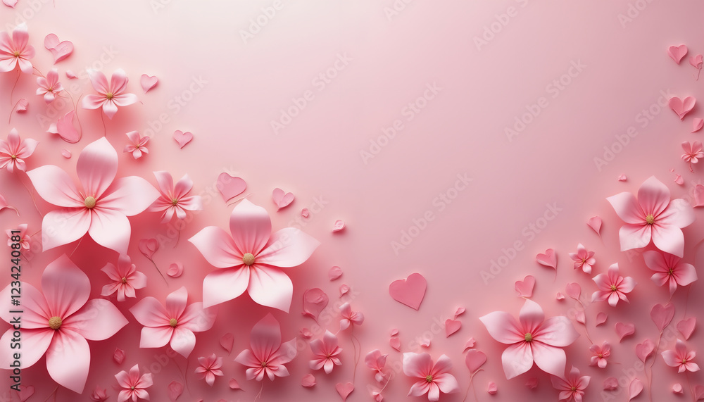 abstract festive background of flowers on a soft pink background for Valentine's Day celebrations abstract festive background of flowers on a soft pink background for Valentine's Day celebrations