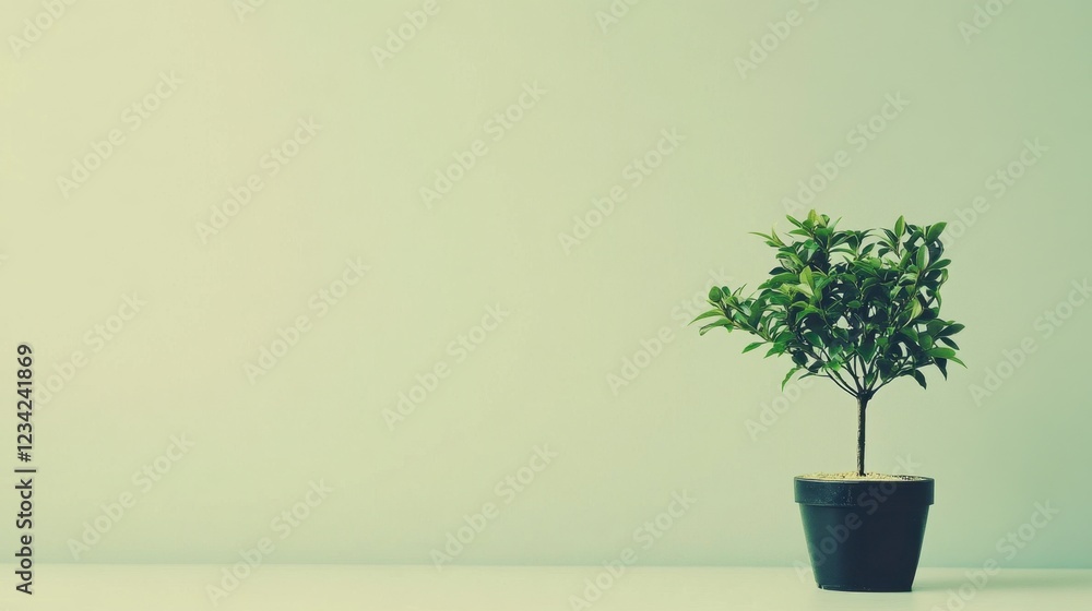 Square-framed tiny tree, styled with a neutral, monochromatic background. Square-framed tiny tree, styled with a neutral, monochromatic background.