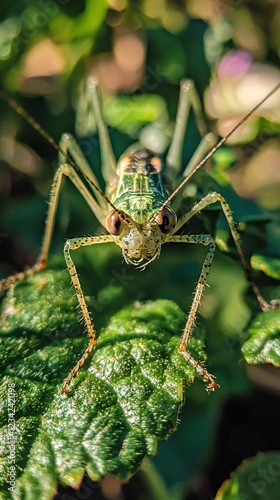 HD Phone Wallpaper Close up of a Vibrant Green Katydid on a Lush Green Leaf in Nature photo