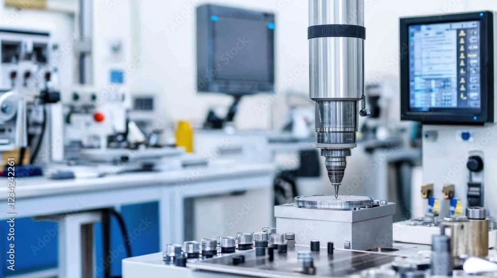 White background showing a precision instrument on an industrial workbench, symbolizing the accuracy of industrial manufacturing processes White background showing a precision instrument on an industrial workbench, symbolizing the accuracy of industrial manufacturing processes