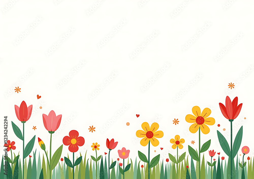 Fototapeta premium spring colorful picture frame set cute happy fun girls kids play colorful artwork home every