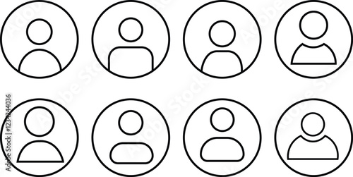 User profile icon set. User icon in flat style .user profile or login buttons User profile login icon vector set. Editable stroke. Isolated. Line and flat style. Vector