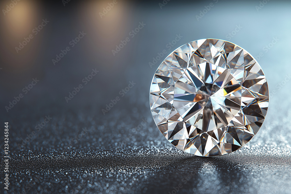 Brilliant Cut Diamond on Dark Sparkle Surface Brilliant Cut Diamond on Dark Sparkle Surface