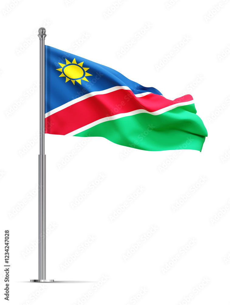 Flag of Namibia isolated on white background. 3d-rendering Flag of Namibia isolated on white background. 3d-rendering