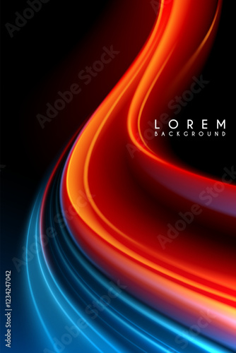 Red and blue light waves background