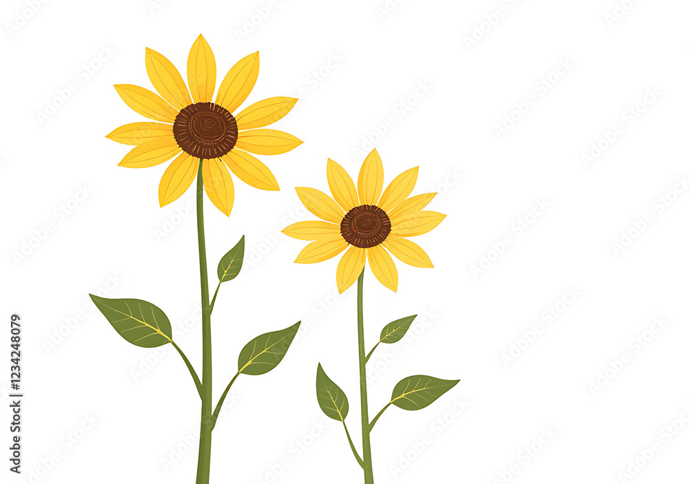 Fototapeta premium white sunflowers stand tall bright yellow petals clean white