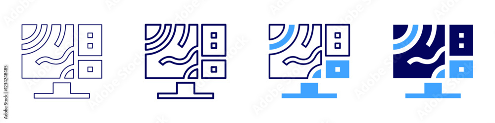 Monitor computer icon in 4 different styles. Thin Line, Line, Bold, and Bold Line. Duotone style. Editable stroke Monitor computer icon in 4 different styles. Thin Line, Line, Bold, and Bold Line. Duotone style. Editable stroke