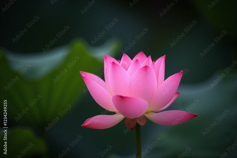 single pink lotus flower with delicate petals in natural setting single pink lotus flower with delicate petals in natural setting
