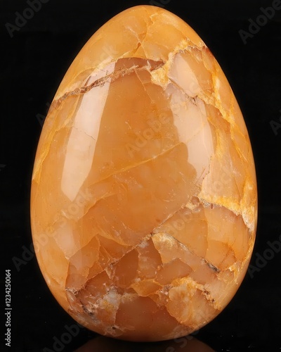 Polished Yellow Quartz Egg Stone with Natural Patterns and Shine photo