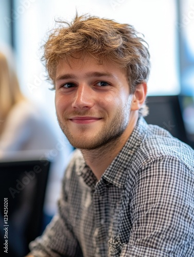 Business-Casual Young Man Smiling at Camera