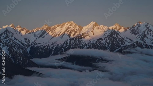 Wallpaper Mural Breathtaking Golden Hour Scene with Snowy Alpine Mountains at Dawn, Generative AI Torontodigital.ca