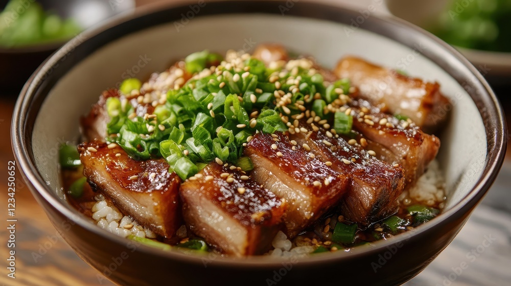 Crispy Pork Belly Bowl in Chinese Style Crispy Pork Belly Bowl in Chinese Style