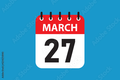 March 27 planner tile day marker with color contrast.