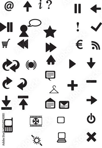 black symbols and silhouette icons
