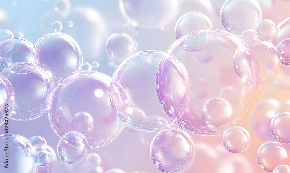 Pastel iridescent bubbles floating, dreamy background, abstract design, perfect for cosmetics Pastel iridescent bubbles floating, dreamy background, abstract design, perfect for cosmetics