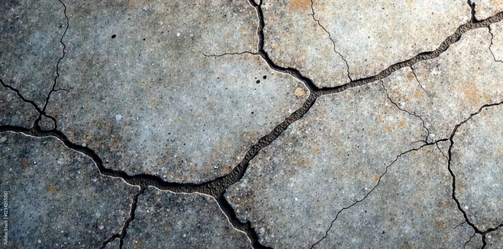 Fototapeta premium Weathered gray marble with prominent cracks and fissures, texture, patina