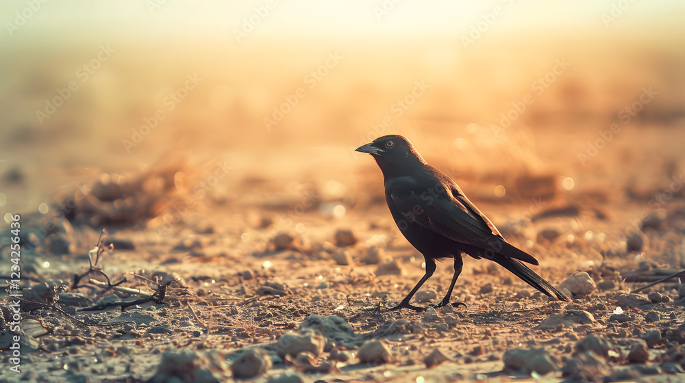 Obraz premium Beautiful Bird Sitting on the Ground in Nature