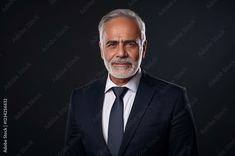 Studio portrait of a confident, distinguished senior businessman exuding professionalism against a dark backdrop Studio portrait of a confident, distinguished senior businessman exuding professionalism against a dark backdrop