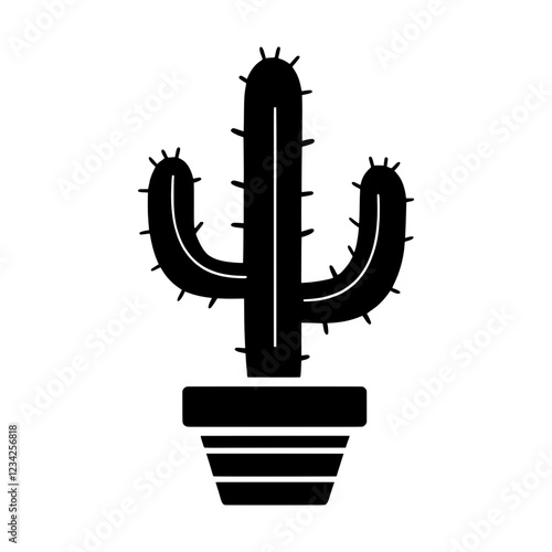Cactus in pot icon vector