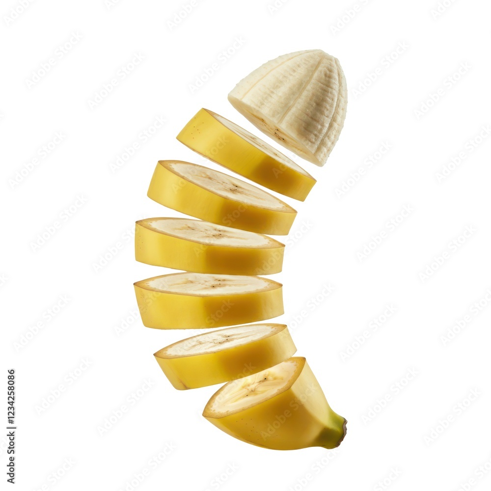 Fresh ripe banana slices on a wooden surface, perfect for a healthy snack Fresh ripe banana slices on a wooden surface, perfect for a healthy snack