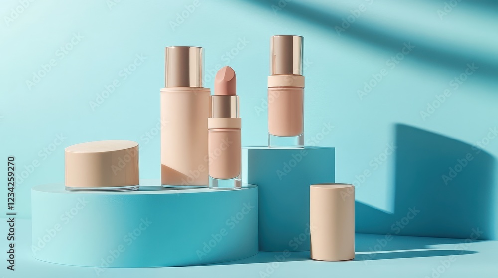 Bottles of makeup foundation and cushion,Collection of skin foundation bottles in different shades and samples on color background,makeup essentials,Cushion Foundation liquid and swatche,copy space. Bottles of makeup foundation and cushion,Collection of skin foundation bottles in different shades and samples on color background,makeup essentials,Cushion Foundation liquid and swatche,copy space.