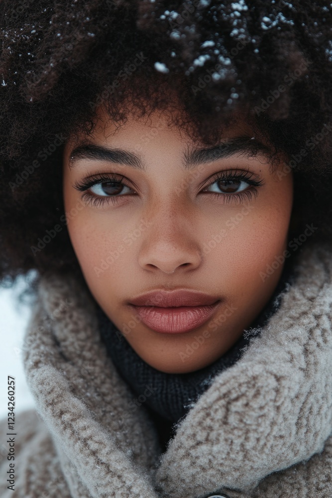 A close-up view of a person wrapped in a warm jacket and scarf, perfect for winter scenes or everyday use A close-up view of a person wrapped in a warm jacket and scarf, perfect for winter scenes or everyday use