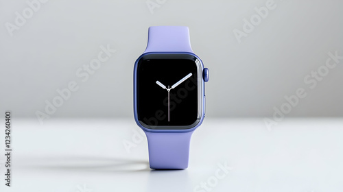 Obraz na płótnie Purple smartwatch on white background, minimalist style w salonie