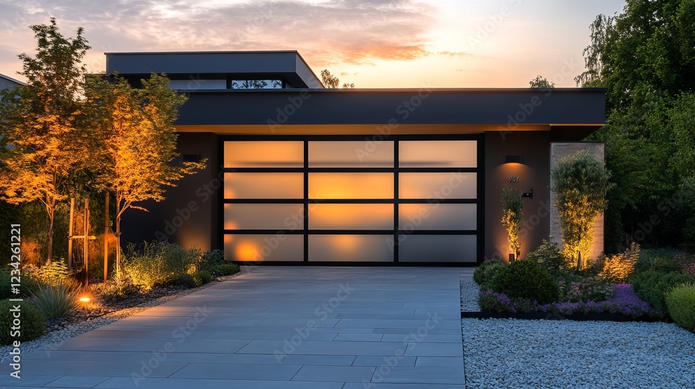 Fototapeta premium Contemporary Residential Architecture Featuring Sleek Lines and Innovative Design Elements Surrounded by Lush Landscaping Creating a Harmonious Blend of Nature and Modern Living