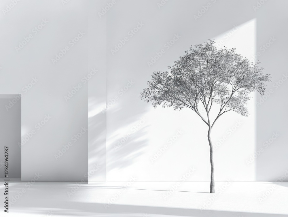 Obraz premium Minimalist Tree Silhouette in Monochrome