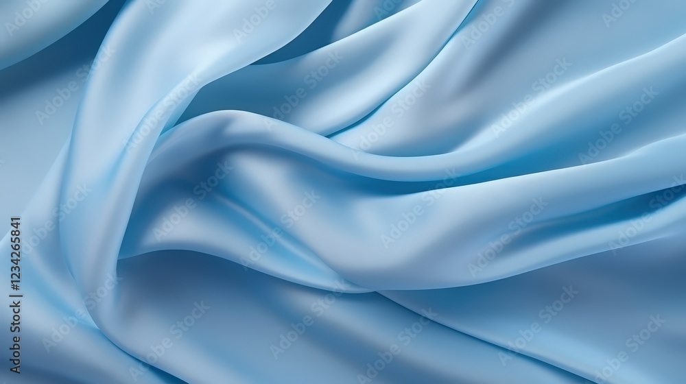 Fototapeta premium Smooth Blue Textile Background with Elegant Drapery for Fashion or Design Use, Ideal for Textures and Abstract Themes