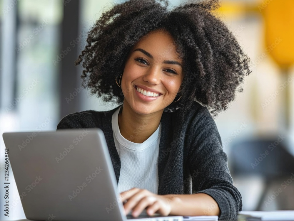 Woman Using Laptop at Desk Woman Using Laptop at Desk
