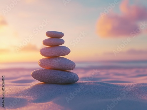 Obraz na płótnie Serene Sunset with Balance Stones w salonie