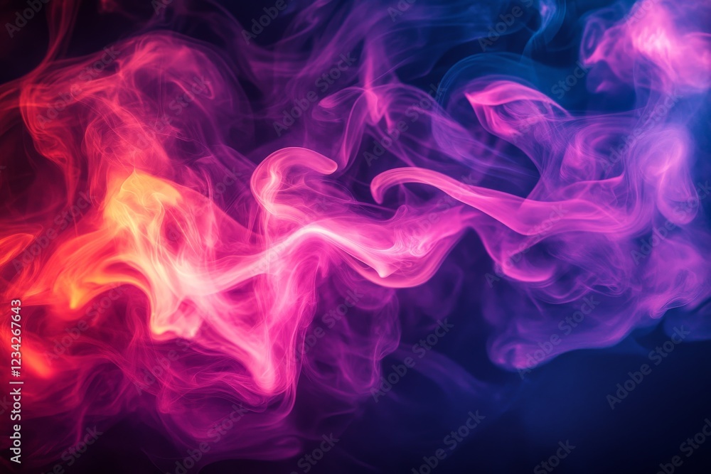 Fototapeta premium Vibrant swirling smoke patterns display a captivating dance of colors in a dark background