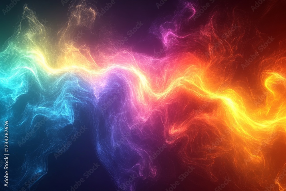 Colorful abstract waves of light flow through the dark background creating a mesmerizing visual display Colorful abstract waves of light flow through the dark background creating a mesmerizing visual display