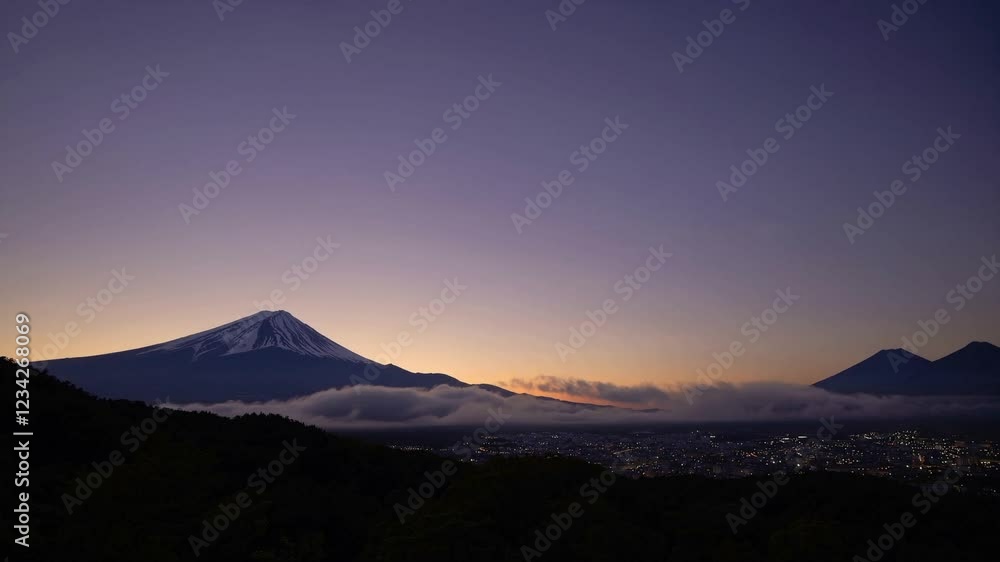 Loop of Misty Sunrise and Majestic Mountain Peaks, Tranquil Nature Scene, Generative AI Loop of Misty Sunrise and Majestic Mountain Peaks, Tranquil Nature Scene, Generative AI