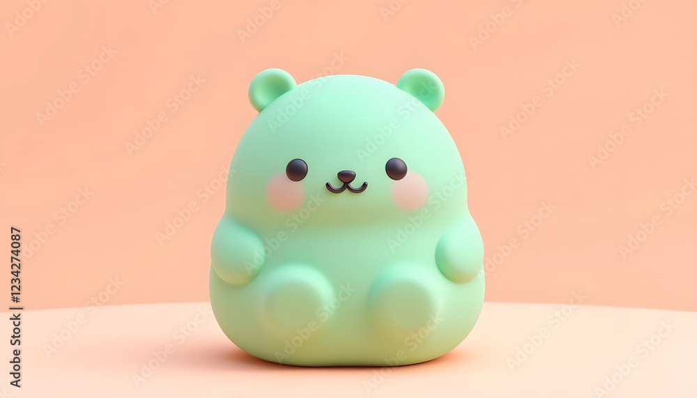 Adorable 3d Render of Cute Green Bear Character Adorable 3d Render of Cute Green Bear Character