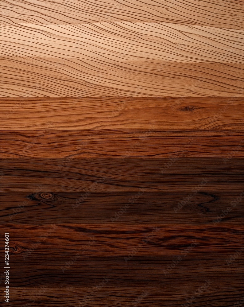 Naklejka premium Light oak blending into deep brown wood grain gradient texture background