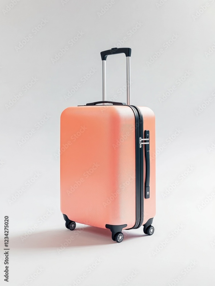 Bright Pink Suitcase on White Background Bright Pink Suitcase on White Background
