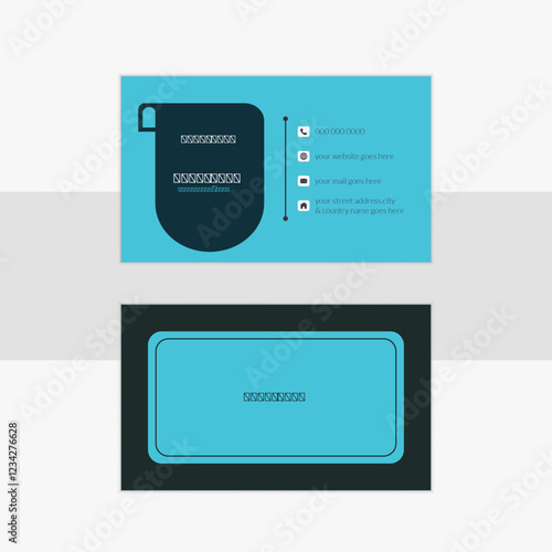 Simple corporate business card design with Blue & Black color combination, Futuristic business card design, Vector illustration print template.
