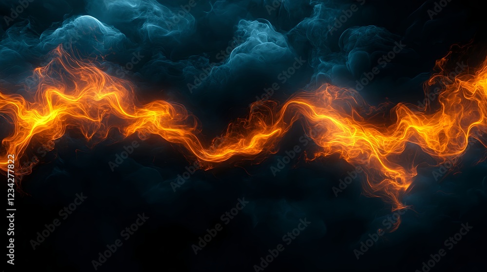 Fiery Energy Stream Through Dark Clouds Fiery Energy Stream Through Dark Clouds