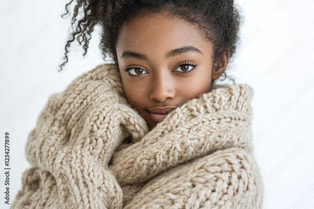 A woman wearing a scarf tied around her neck in a simple yet elegant way A woman wearing a scarf tied around her neck in a simple yet elegant way
