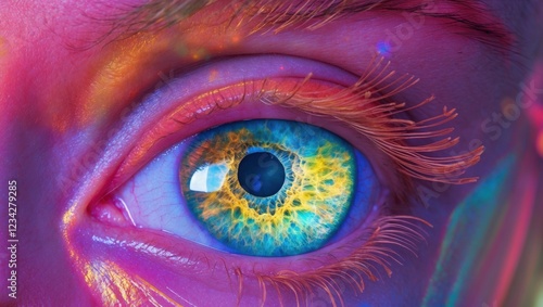 Close-up Vibrant Human Eye,Colorful Iris,Macro Photography