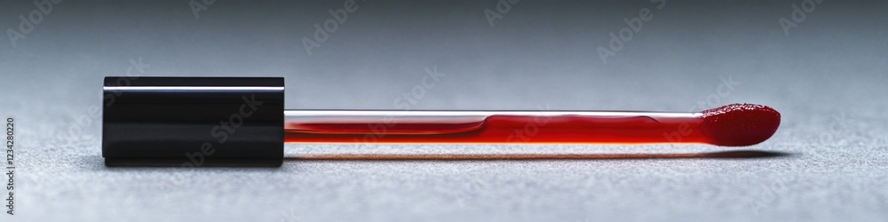 A close-up shot of a bright red lipstick sitting on a table A close-up shot of a bright red lipstick sitting on a table