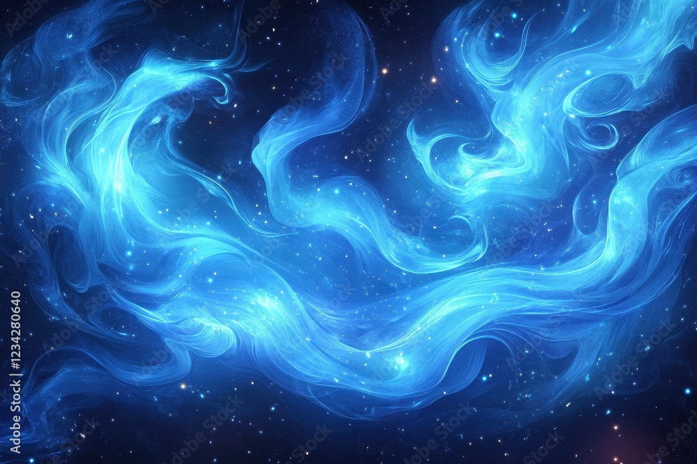 Celestial Blue Swirls Across a Starry Night Sky Celestial Blue Swirls Across a Starry Night Sky