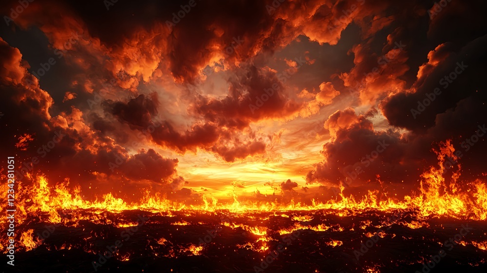 Fiery Inferno Sunset Landscape Fiery Inferno Sunset Landscape