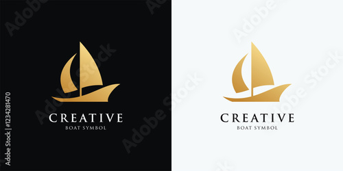 Sail boat simple and clean icon logo template