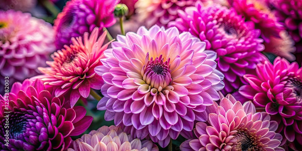Vibrant pink and purple flowers bloom in striking close-up detail, a botanical macro photography masterpiece. Vibrant pink and purple flowers bloom in striking close-up detail, a botanical macro photography masterpiece.
